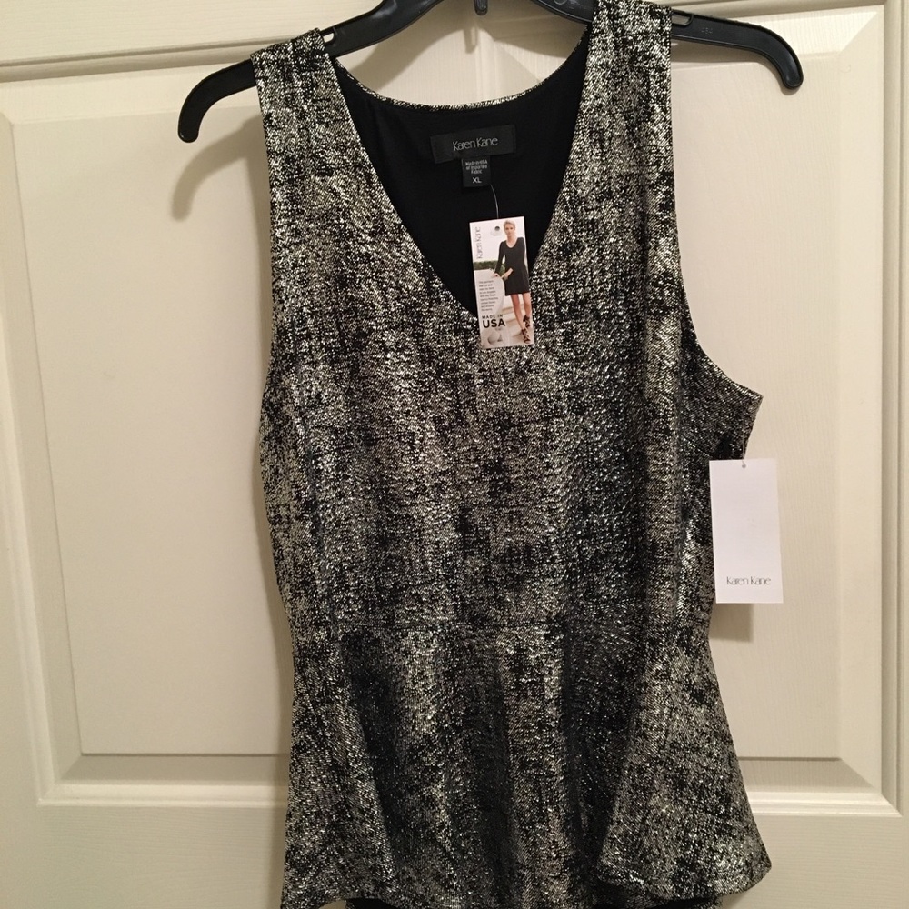 NWT AUTHENTIC KAREN KANE BLACK METALLIC PEPLUM 👚